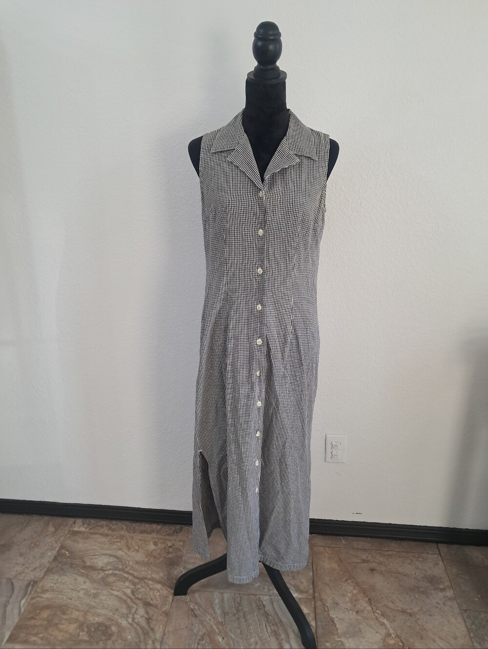Vintage 90's Faded Glory Midi Dress Check Plaid Md Farmhouse Praire 100% Cotton
